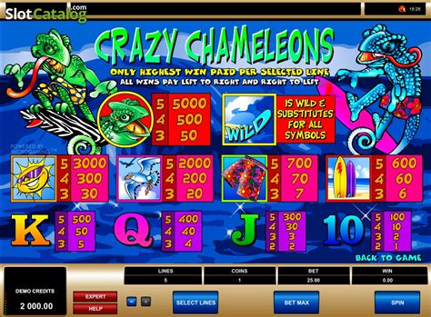 crazy chameleons slot  The thematic slot from Microgaming consists of the 5x3 panel and 5 lines, the number of which is adjustable